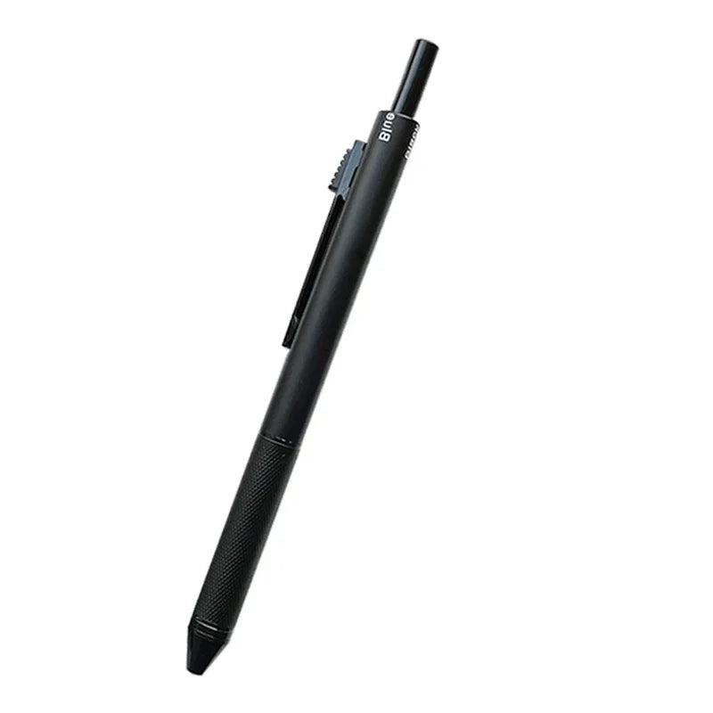 Black 4-in-1 gravity sensor ballpoint pen with a mechanical pencil visible from the side.