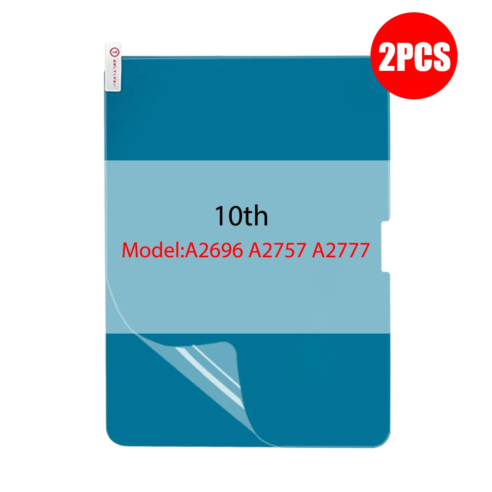 A blue paper-feel screen protector for an Apple iPad, marked as the 10th model.