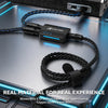 Black braided cable with dual Type-C ports for an RGB gaming keyboard