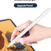 Eine Hand hält einen weißen Kapazitäts-Stift und schreibt auf einem orangefarbenen Tablet-Bildschirm.