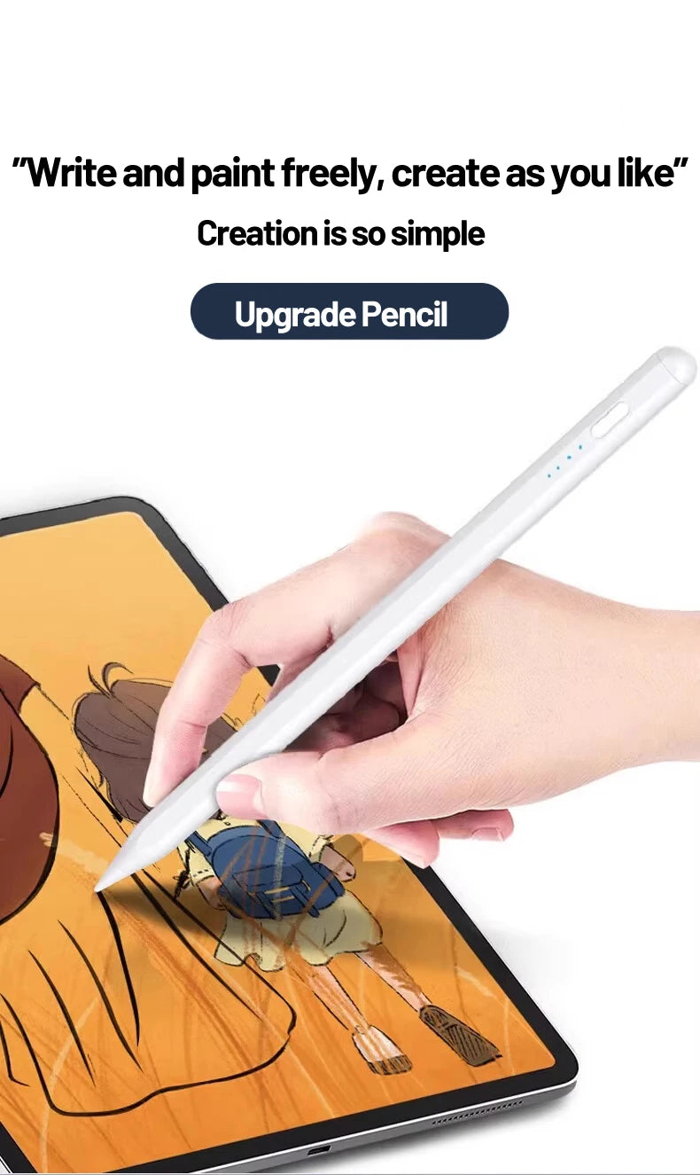Eine Hand hält einen weißen Kapazitäts-Stift und schreibt auf einem orangefarbenen Tablet-Bildschirm.