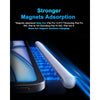 A white precision stylus is shown next to a dark iPad, demonstrating magnetic attachment for stronger magnet adsorption.