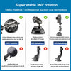A metal suction cup phone mount with an articulating arm demonstrating 360 degree rotation and strong suction.