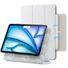 A white magnetic folio case for an iPad Pro or Air, shown with a stylus and the tablet.