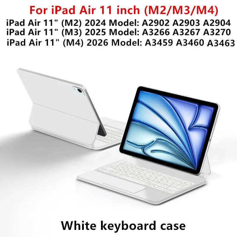 White keyboard case for an iPad Air 11 inch model.
