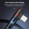 A black charging cable with a smart chip for safe charging is shown against a dark background.