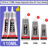 Two packs of 110ML glue in black and red packaging for craft and repair needs