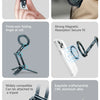 A magnetic phone tripod stand featuring a slim design, folding angle, and CNC aluminum alloy construction.