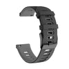 A gray silicone watch band for a smartwatch, shown from the side.