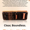 An orange-colored smartphone displaying a seamless, full-screen view with a clear, boundless design.