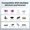 A grid showing various compatible devices including computers, laptops, modems, routers, gaming consoles, and network adapter