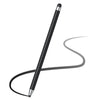 Lápiz stylus capacitivo negro de precisión con una línea curva dibujada a su lado.