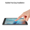 A hand is applying a bubble-free screen protector to an iPad, demonstrating easy installation.