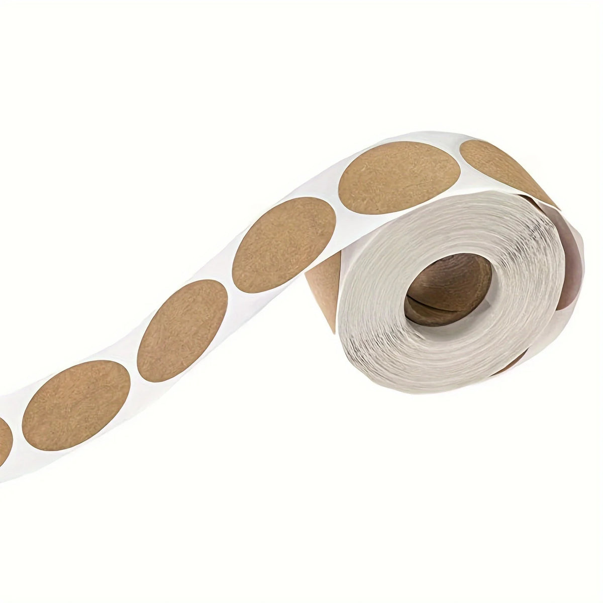 Roll of kraft paper self-adhesive round labels for organization with white backing