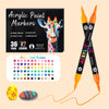 A set of 36-color acrylic paint markers, including a box and individual markers, displayed next to eggs and a stone.