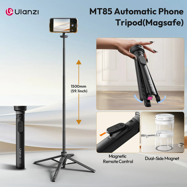 Ulanzi MT85 automatic phone tripod with a vertical stand and magnetic remote control