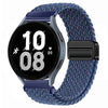 Dunkelblaue gewebte magnetische Armbanduhr für eine Smartwatch mit schwarz-silberner Anzeige.