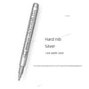 A silver metallic brush pen marker with a hard nib shown diagonally.