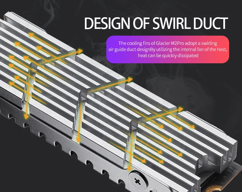 Design of a swirl duct cooling fin for an aluminum M.2 SSD cooler heatsink