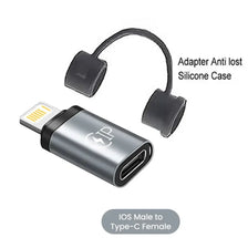 Black silicone adapter for converting iOS Male to Type-C Female connectors