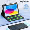 A black magnetically detachable keyboard is shown with an iPad, demonstrating a 32.8ft Bluetooth distance.