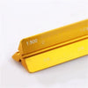 A yellow aluminum triangular scale ruler set with markings showing 1:500 magnification.