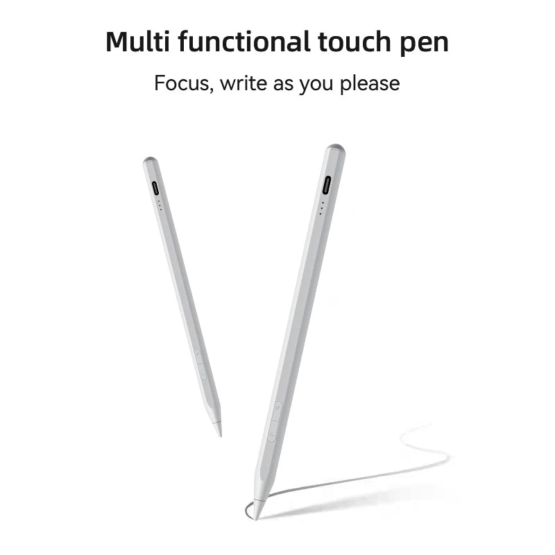 A white multi functional touch pen stylus is shown next to its charging cable.