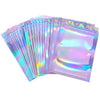 A stack of 40 clear plastic sealing bags with a holographic rainbow pattern.