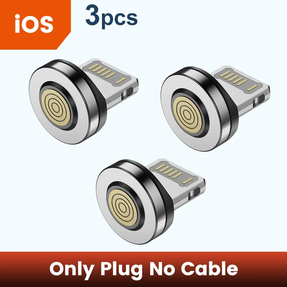 Three magnetic charging plugs for iOS devices, sold as a plug-only option.