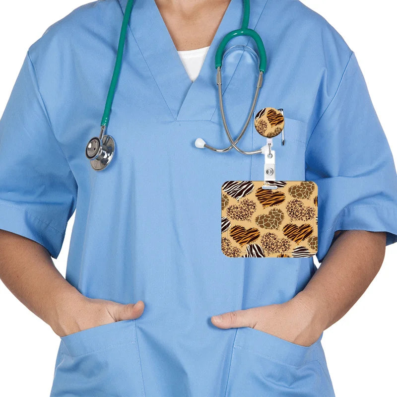 Leopard Retractable Card Holder Clip for Badges and IDs