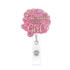 Pink glitter badge reel with text that reads I'm Literally Just a Girl