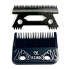 A black professional cordless hair clipper featuring precision fade blades and a protective housing.
