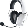 White Razer BlackShark V2 X gaming headset shown with the earcups and adjustable headband.