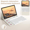 Magnetische, abnehmbare Tastatur mit iPad und Lederhülle.