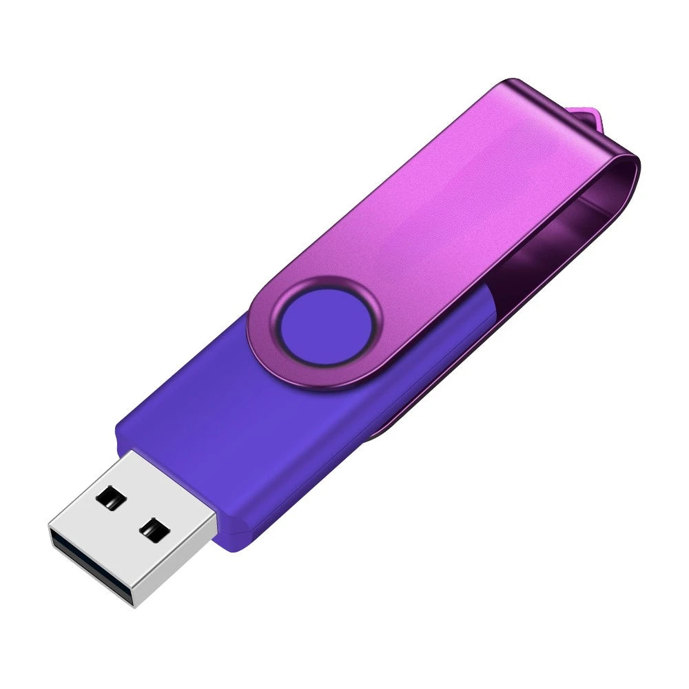 Lila Metal-Flash-Stick mit rotierender Mechanik und USB-Anschluss