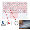 A white Bluetooth keyboard case for an iPad, showing the layout of a full-size keyboard.
