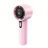 Pinker tragbarer USB-Handventilator mit runder Regler.