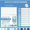 A set of blue acrylic paint markers with 9 colors, featuring a 720 degree design for drawing and art.