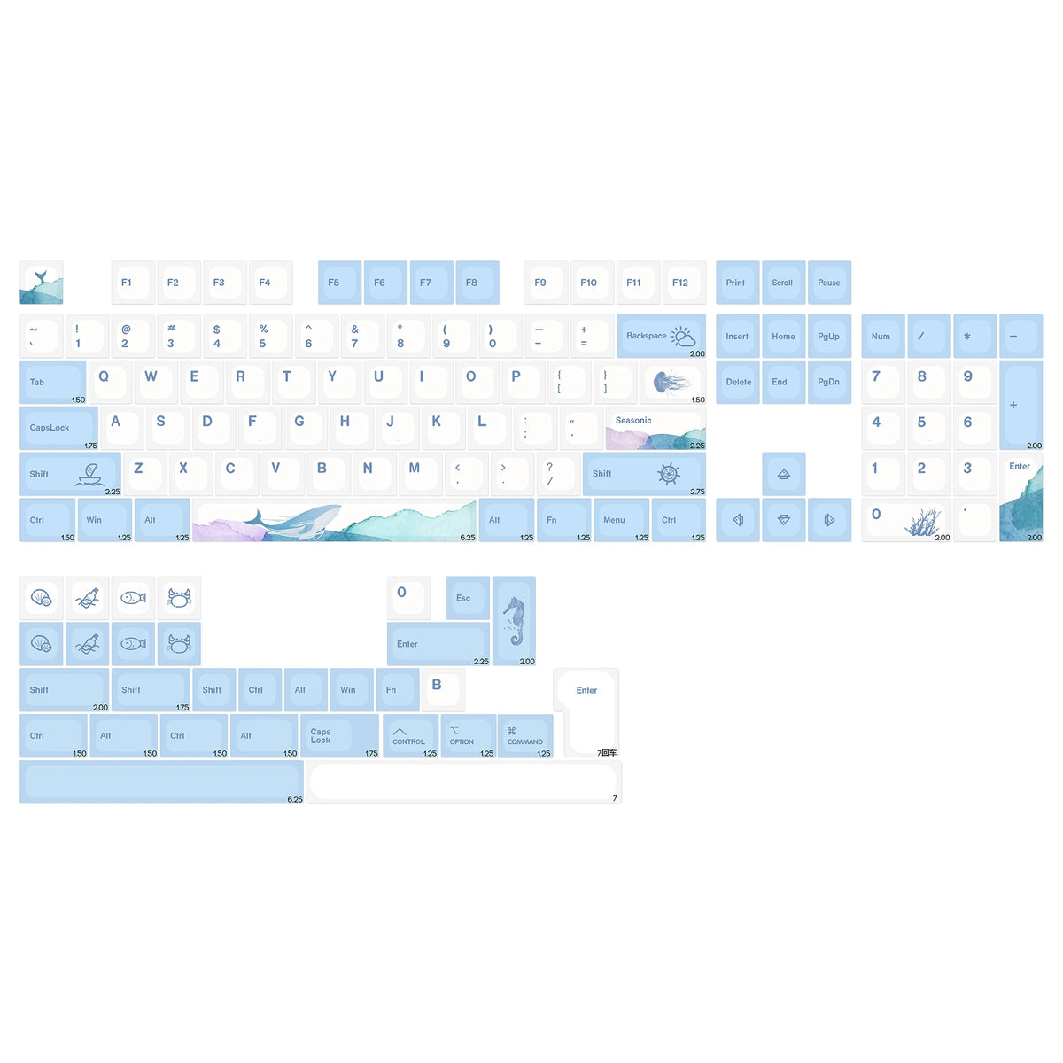 A layout of a Magic Bunny PBT keycap set featuring various alphanumeric and function keys.