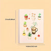 A watercolor paper pad featuring various potted succulent plants and small floral elements on a white background.