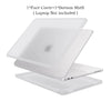 A white laptop case shown with a face cover and bottom shell, ready for a MacBook Neo 13.