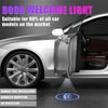 A silver car door with an LED welcome light installed, showing damage-free magnetic induction and HD projection features.