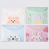 A set of four cute cartoon transparent document pouches featuring a sweet bear, creeping snail, lovely seal, and little white