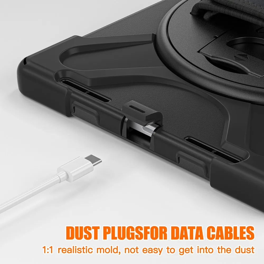 A black silicone plug for data cables is shown on a surface.