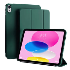 A green magnetic flip smart cover for an iPad is shown next to the tablet.