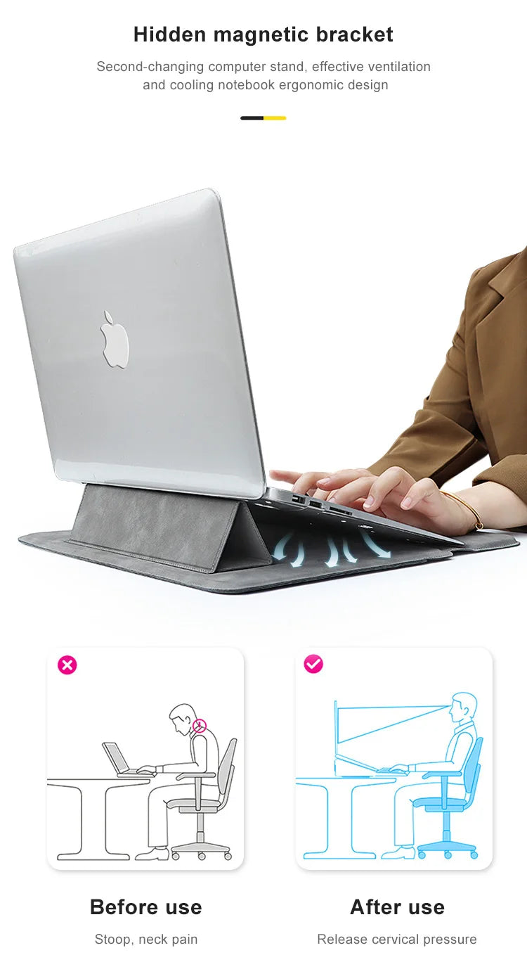Versteigtes magnetisches Halterung als zweite Computer-Ständer für ein MacBook.