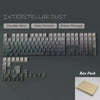 A box pack of interstellar dust double shot side printed shine through keycaps for mechanical keyboards