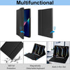 A multifunctional magnetic keyboard case for an iPad Pro, showing its protective features and detachable keyboard.