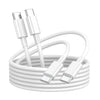 Câble de charge USB-C vers USB-C 60W blanc, enroulé et avec ses connecteurs.