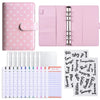 Pink reusable PU leather binder with multiple cash pockets and organizational dividers